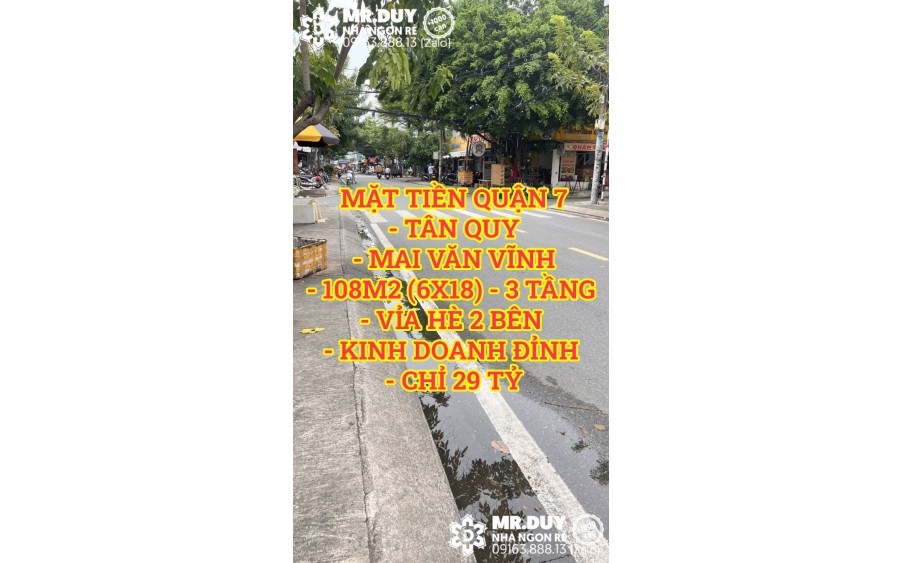 Bán nhà mặt tiền Quận 7 Tân Quy Mai Văn Vĩnh 108m2(6x18) 3 tầng kinh doanh đỉnh